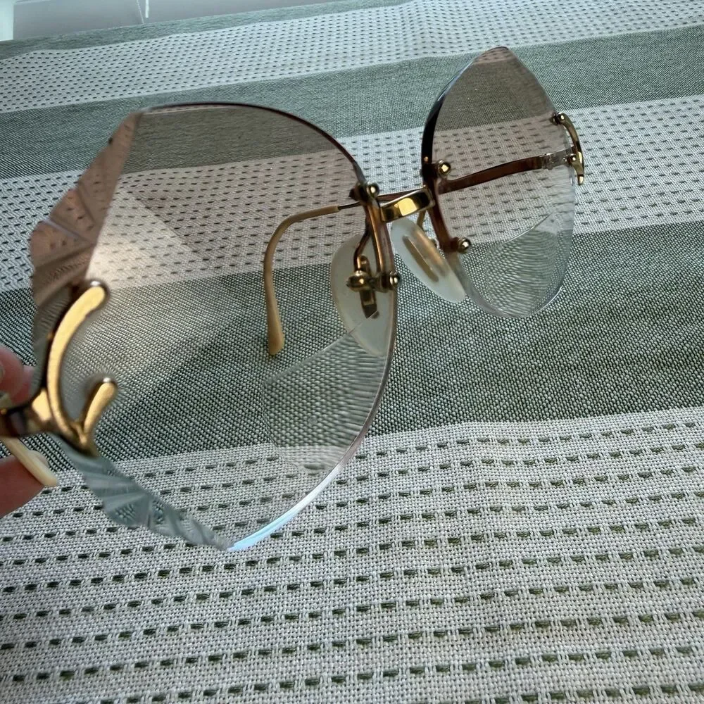 Vintage Eye Glasses Multi-Facets Cosmos 70s GEP 22 Kts Gold Women’s France